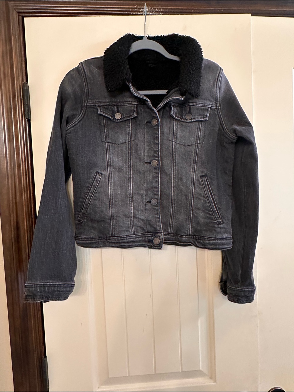 art class Black Faux Fur-Lined Denim Jacket - Kids
